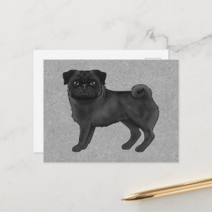 Carte Postale Illustration de dessin animé de chien Carlin fauve