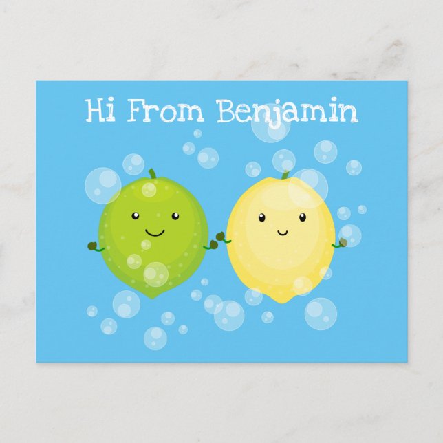 Carte Postale Illustration de dessin animé de citron vert citron (Devant)