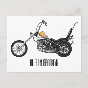 Carte Postale Illustration de dessin animé de moto chopper 1950