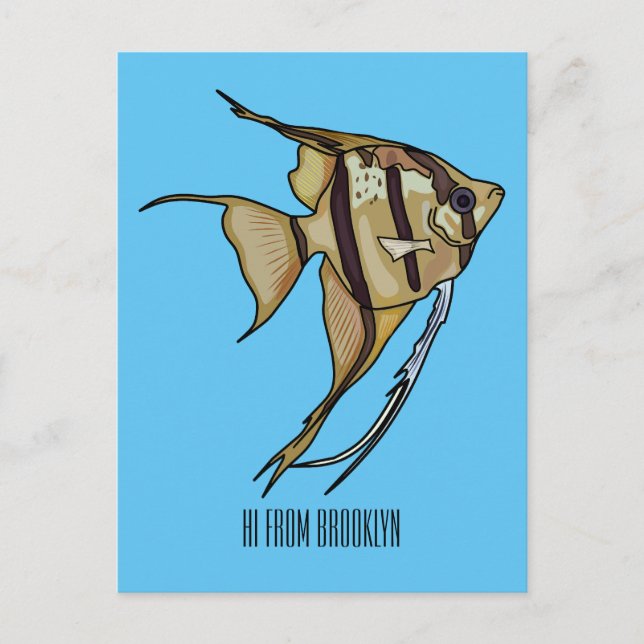 Carte Postale Illustration de dessin animé de poisson ange (Devant)