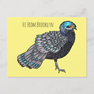 Carte Postale illustration de dessin animé d'oiseau de paon-phas