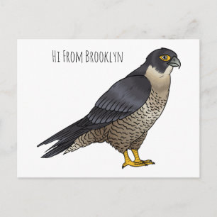 Carte Postale Illustration de dessin animé d'oiseau faucon pèler