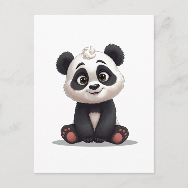Carte Postale Illustration de dessin animé d'ours panda assis (Devant)