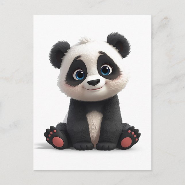Carte Postale Illustration de dessin animé d'ours panda assis (Devant)