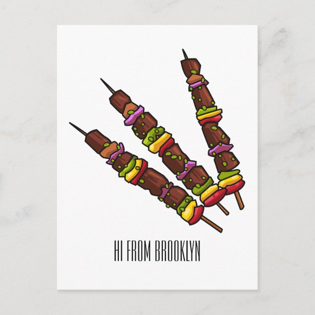 Carte Postale Illustration de dessin animé Kebab ou kabob (Devant)