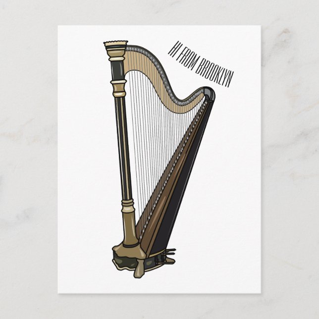 Carte Postale Illustration de dessin animé sur la harpe (Devant)