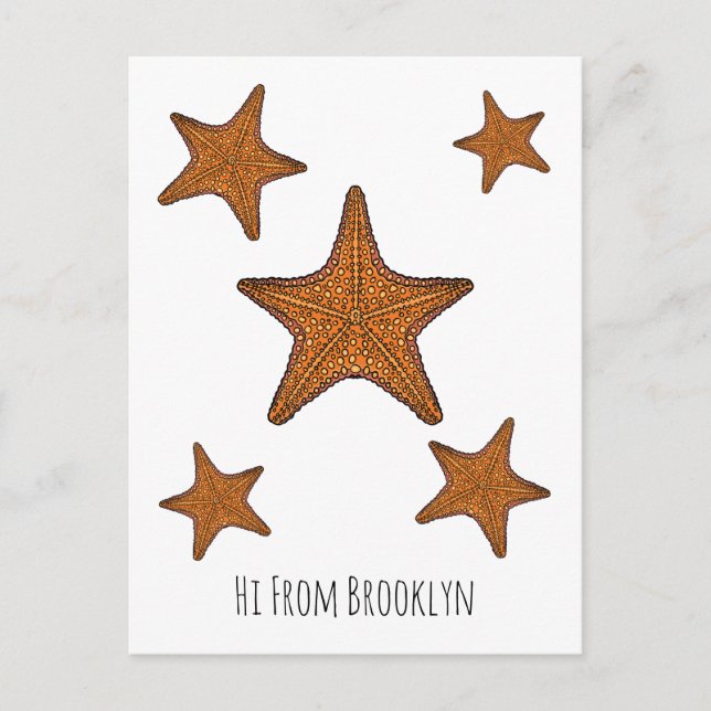 Carte Postale Illustration de dessin de Starfish (Devant)