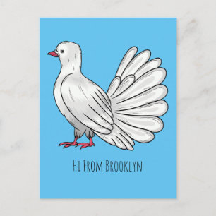 Carte Postale Illustration de dessin d'oiseau pigeon sauvage