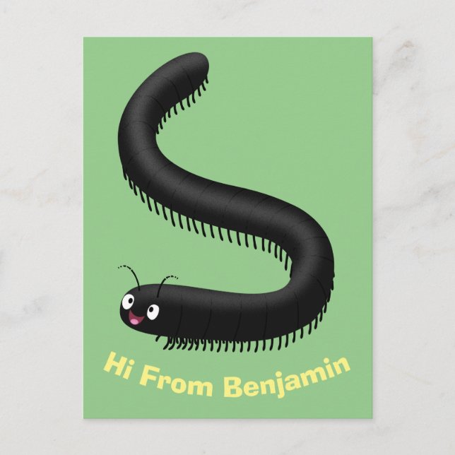 Carte Postale Illustration de dessin mignon millipede (Devant)