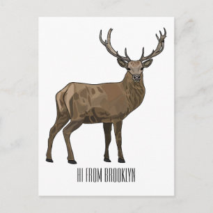 Carte Postale Illustration de dessin sur le cerf