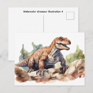 Carte Postale Illustration de dinosaure à l'aquarelle 4