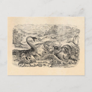 Carte Postale Illustration de dinosaures vintage des années 1800