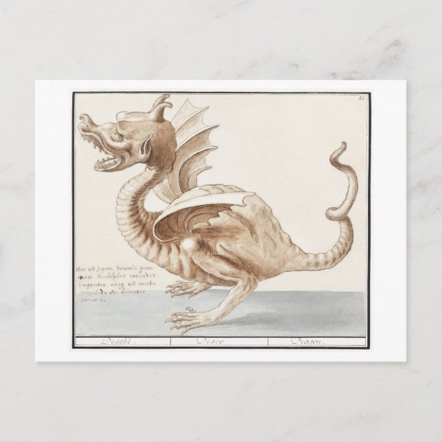 Carte Postale Illustration de dragon vintage (Devant)