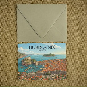 Carte Postale Illustration de Dubrovnik sur la côte Adriatique V