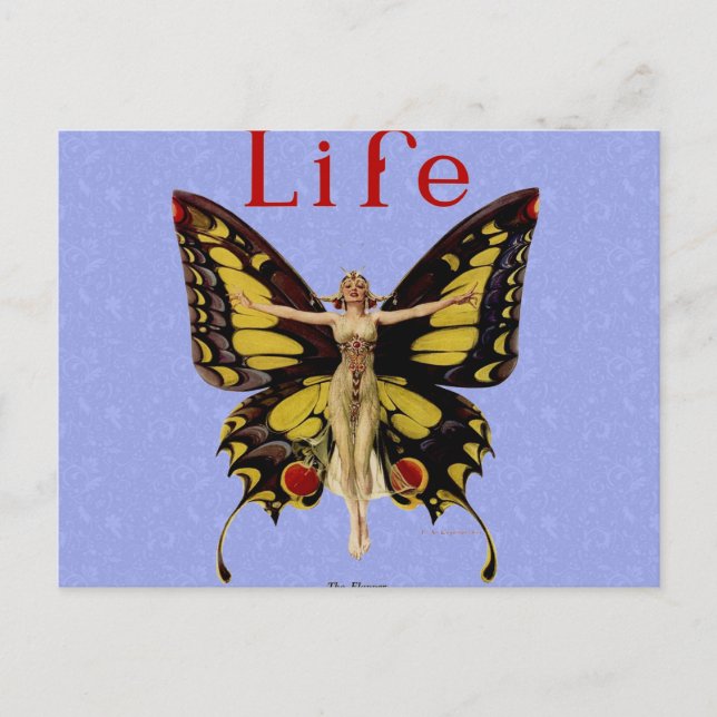 Carte Postale Illustration de femme de Leyendecker papillon Flap (Devant)