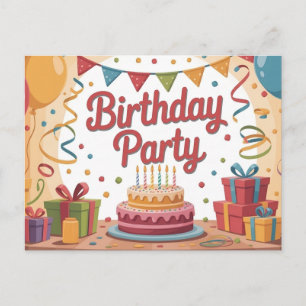 Carte Postale Illustration de fête d'anniversaire festive avec g