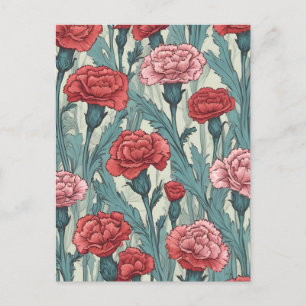 Carte Postale Illustration de fleur de caronations roses