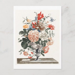 Carte Postale Illustration de fleurs vintage dans un vase en ver