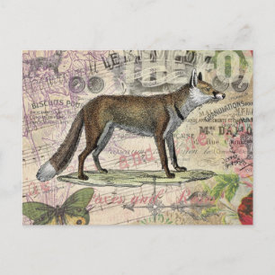Carte Postale Illustration de Fox Wildlife Vintage Animal