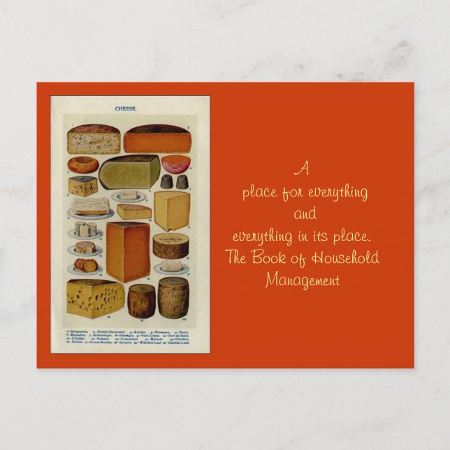 Carte Postale Illustration de fromage de cuisine de Mme Beeton v (Devant)
