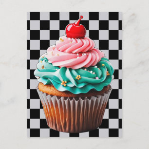Carte Postale Illustration de gâteau d'anniversaire Cupcake 