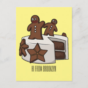 Carte Postale Illustration de gâteau de pain d'épices