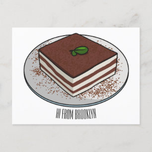 Carte Postale Illustration de gâteau de Tiramisu