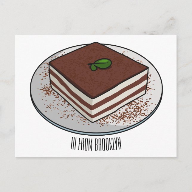 Carte Postale Illustration de gâteau de Tiramisu (Devant)