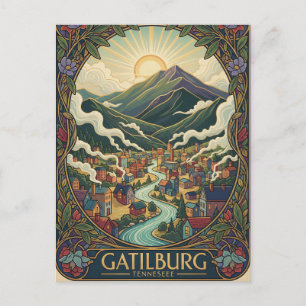 Carte Postale Illustration de Gatlinburg Tennessee conception vi