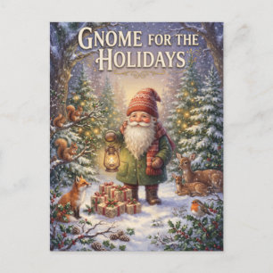 Carte Postale Illustration de Gnome pour les fêtes d'hiver en fo