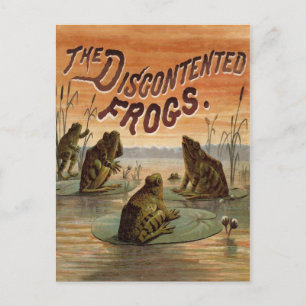 Carte Postale Illustration de grenouilles Lily Pads Moon