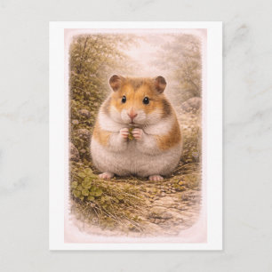 Carte Postale Illustration de hamster de style vintage