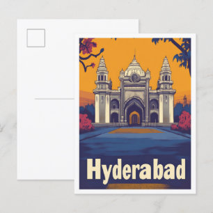 Carte Postale Illustration de Hyderabad India Art Vintage voyage