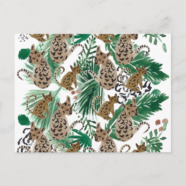 Carte Postale Illustration de jaguar à l'aquarelle Impression d' (Devant)