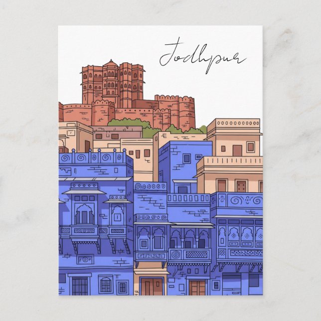 Carte Postale Illustration de Jodhpur Inde (Devant)