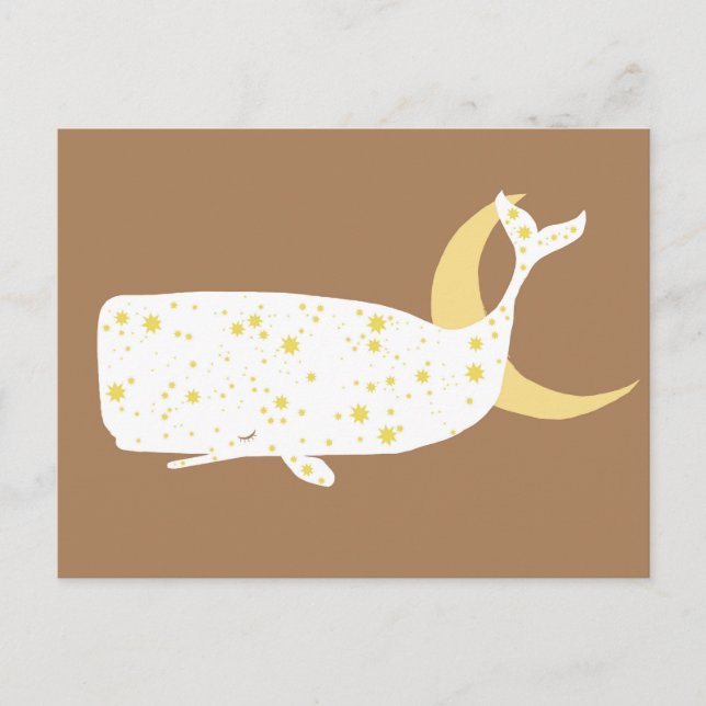 Carte Postale Illustration De La Baleine Blanche Céleste Et Des  (Devant)