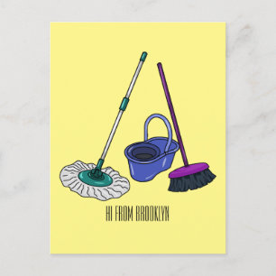 Carte Postale Illustration de la bande dessinée Broom & mop