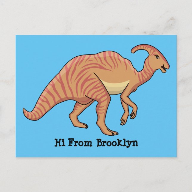 Carte Postale Illustration de la caricature de dinosaure du para (Devant)