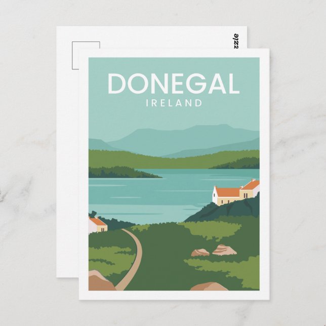 Carte Postale Illustration de la célèbre place de voyage Donegal (Devant / Derrière)