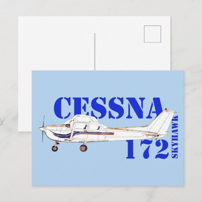 Carte Postale Illustration de la conception de l'avion Cessna 17 (Devant / Derrière)