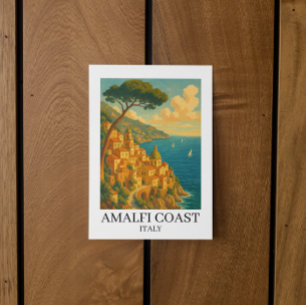 Carte Postale Illustration de la côte vintage d'Amalfi Italie