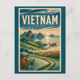 Carte Postale Illustration de la culture vietnamienne Art de voy