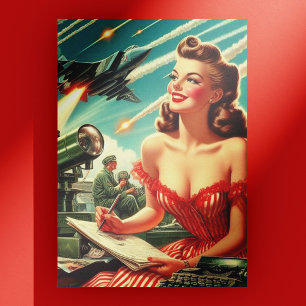 Carte Postale Illustration de la femme Vintage des années 1950