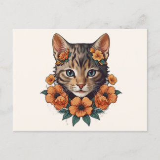 Carte Postale illustration de la fleur d'imaginaire de la tête d