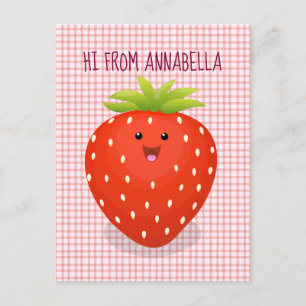 Carte Postale Illustration de la fraise Cute kawaii