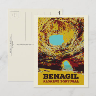 Carte Postale Illustration de la grotte de Benagil Algarve Portu