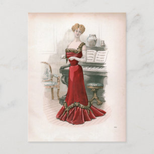 Carte Postale Illustration de la mode édouardienne Vintage