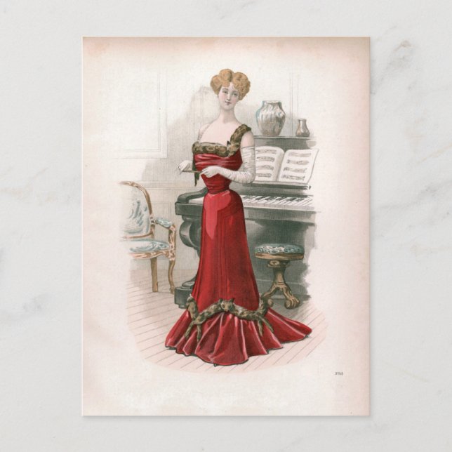 Carte Postale Illustration de la mode édouardienne Vintage (Devant)