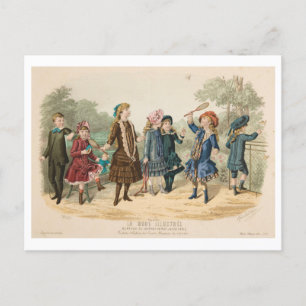Carte Postale Illustration de la mode vintage pour enfants 1883