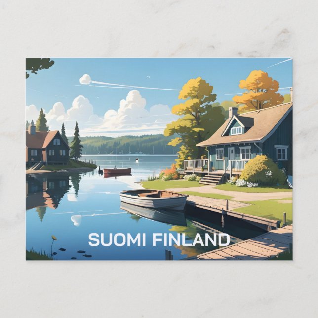 Carte Postale Illustration de la nature en Finlande (Devant)